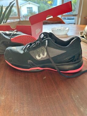 Wilson Women's Black Athletic Tennis Shoes with Pink Trim